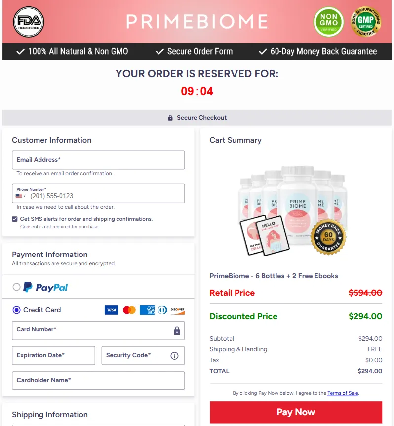 PrimeBiome payment gateway